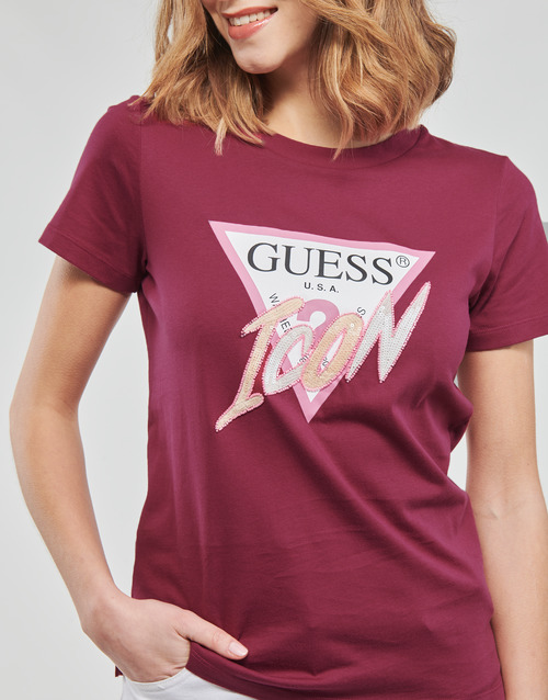 Guess - SS CN ICON TEE - Bordeaux