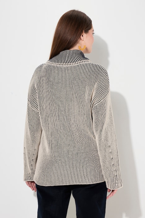 Pullover, Rippstrick, Rollkragen, Langarm, Biobaumwolle