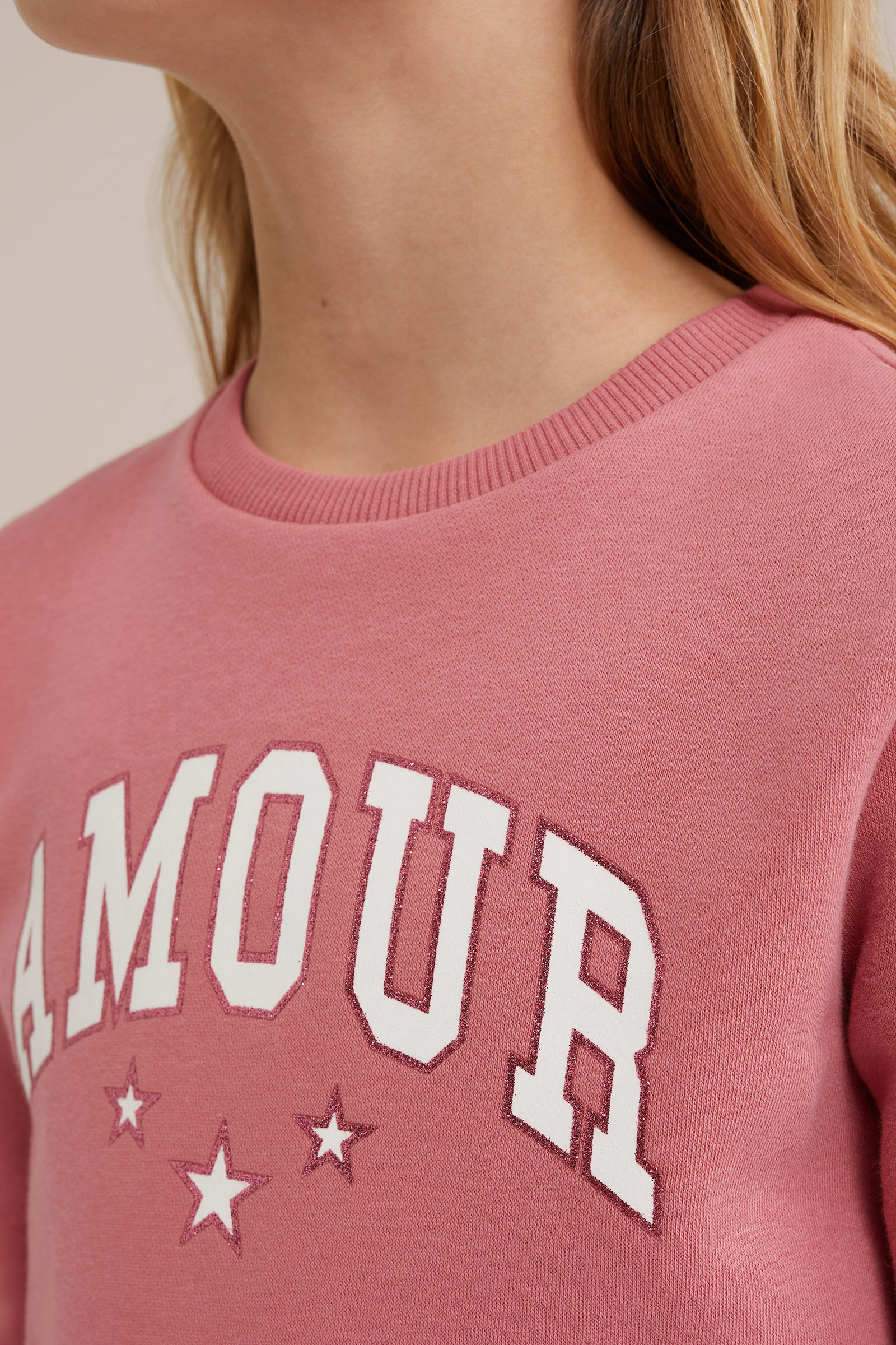 Meisjes sweater met opdruk WE Fashion Roze