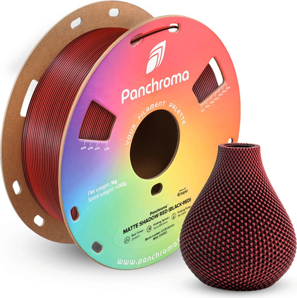 Polymaker  Panchroma™ PLA Dual Matte Shadow Red (Black-Red), 1,75 mm / 1000 g    Zwei Farben, ein Meisterwerk in Shadow Red
