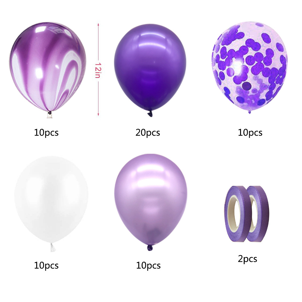 (60er Set) Ø30cm Party Deko Ballons Latex Luftballons - Violett / Lila / Weiss / Transparent