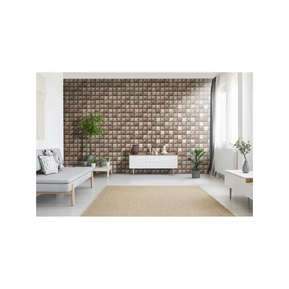 Dutch Wallcoverings - Reflets 3D vierkant koper - 0,53x10,05m