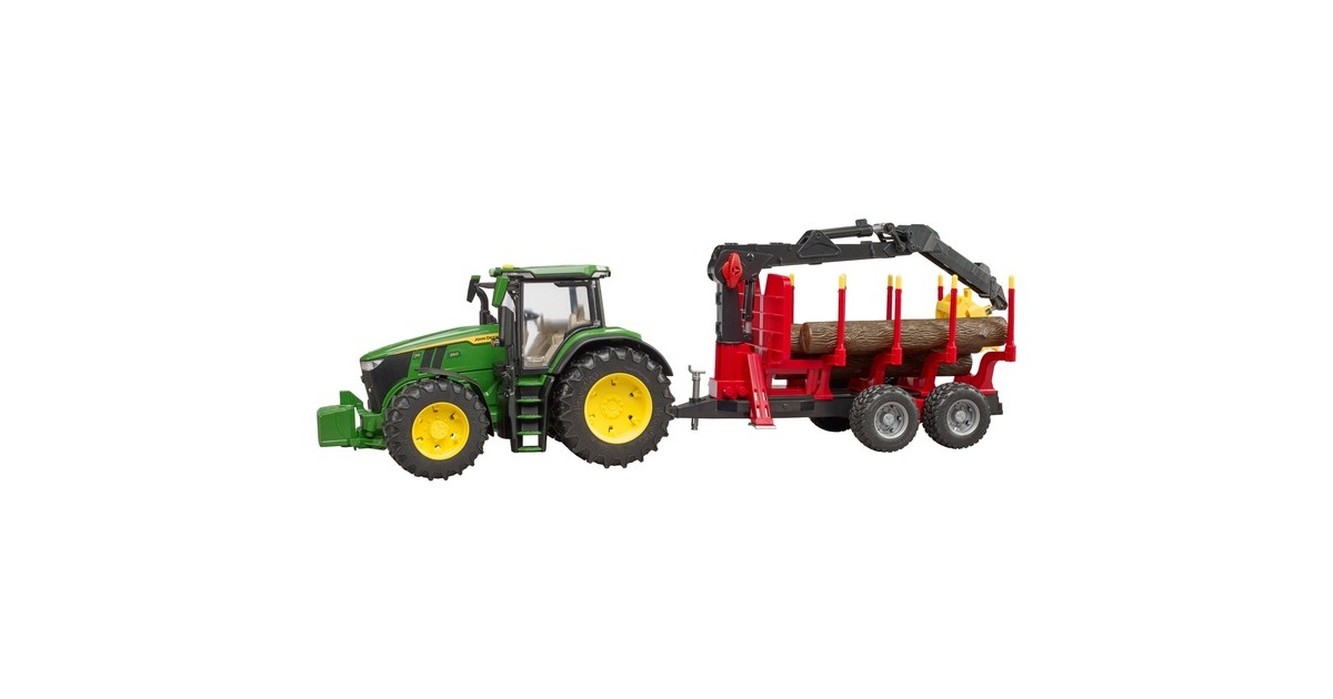 bruderJohn Deere 7R 350 met aanhanger en 4 boomstammen Modelvoertuig  (03154)