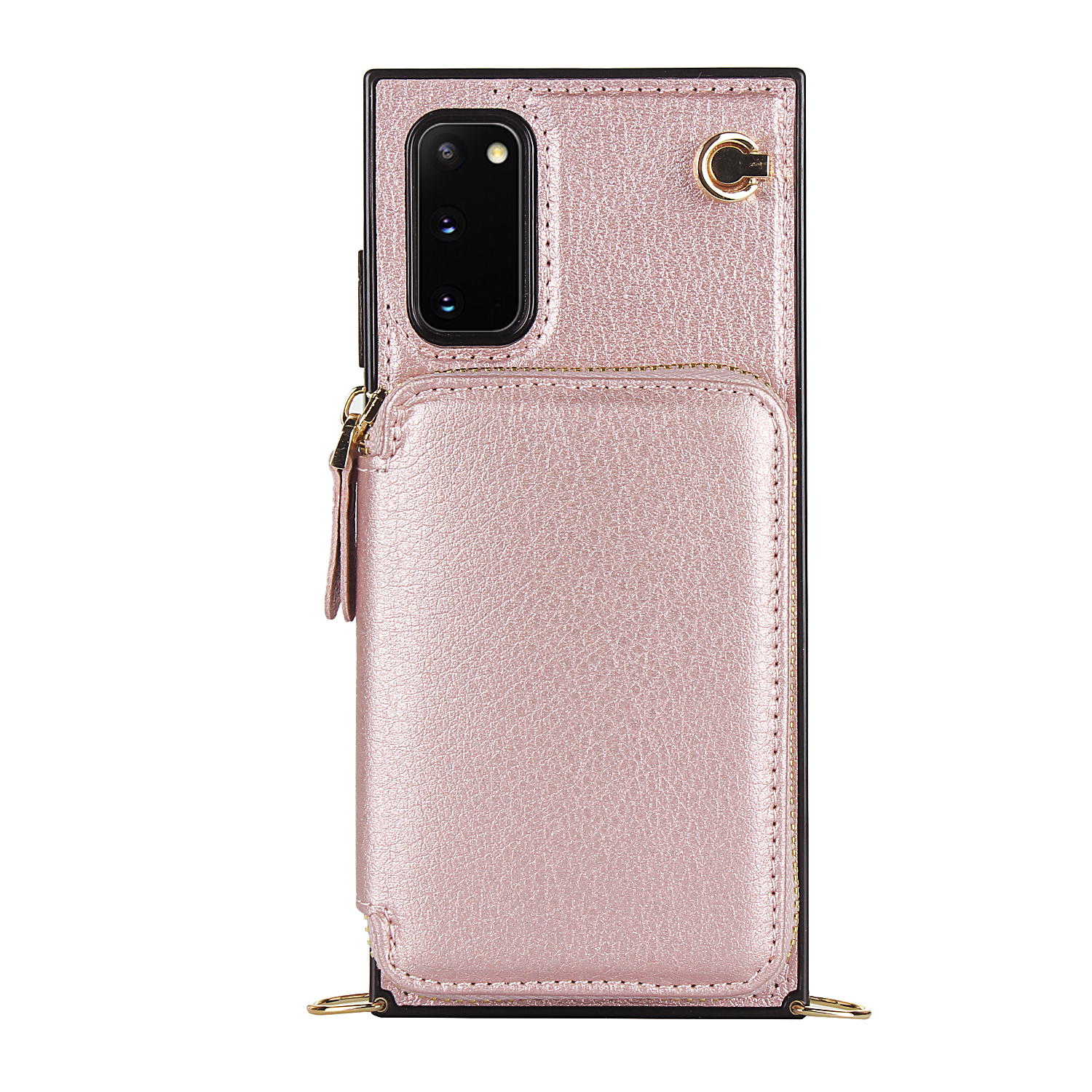 Samsung Galaxy S20 / S20 5G Necklace Leder Schutz Hülle mit Kartenfächer   Handykette (140cm) - Roségold