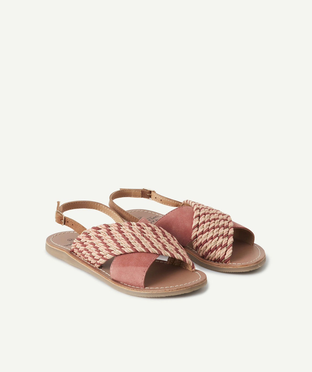 LES SANDALES EN CUIR ROSES ET COULEUR DORÉE