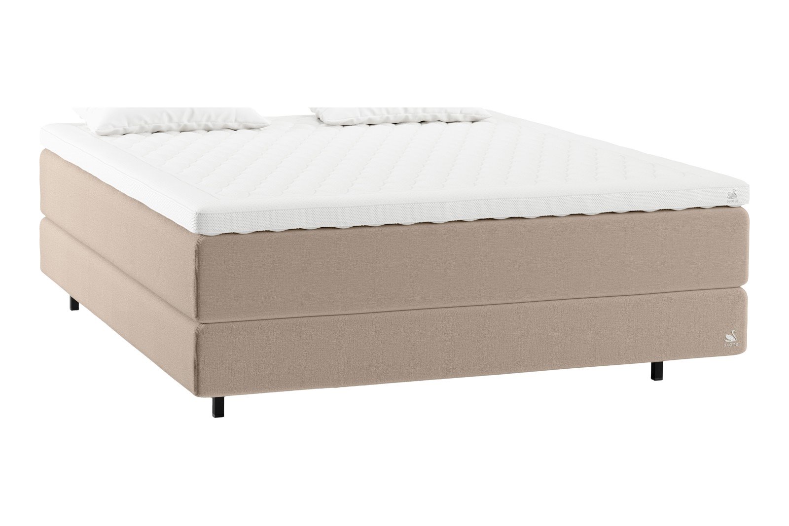 Zilva Kontinentalseng 200x200 Tekstil Moment Beige, Ocean LatexGel® overmadrass og Floating ben, Sengegavl selges separat.