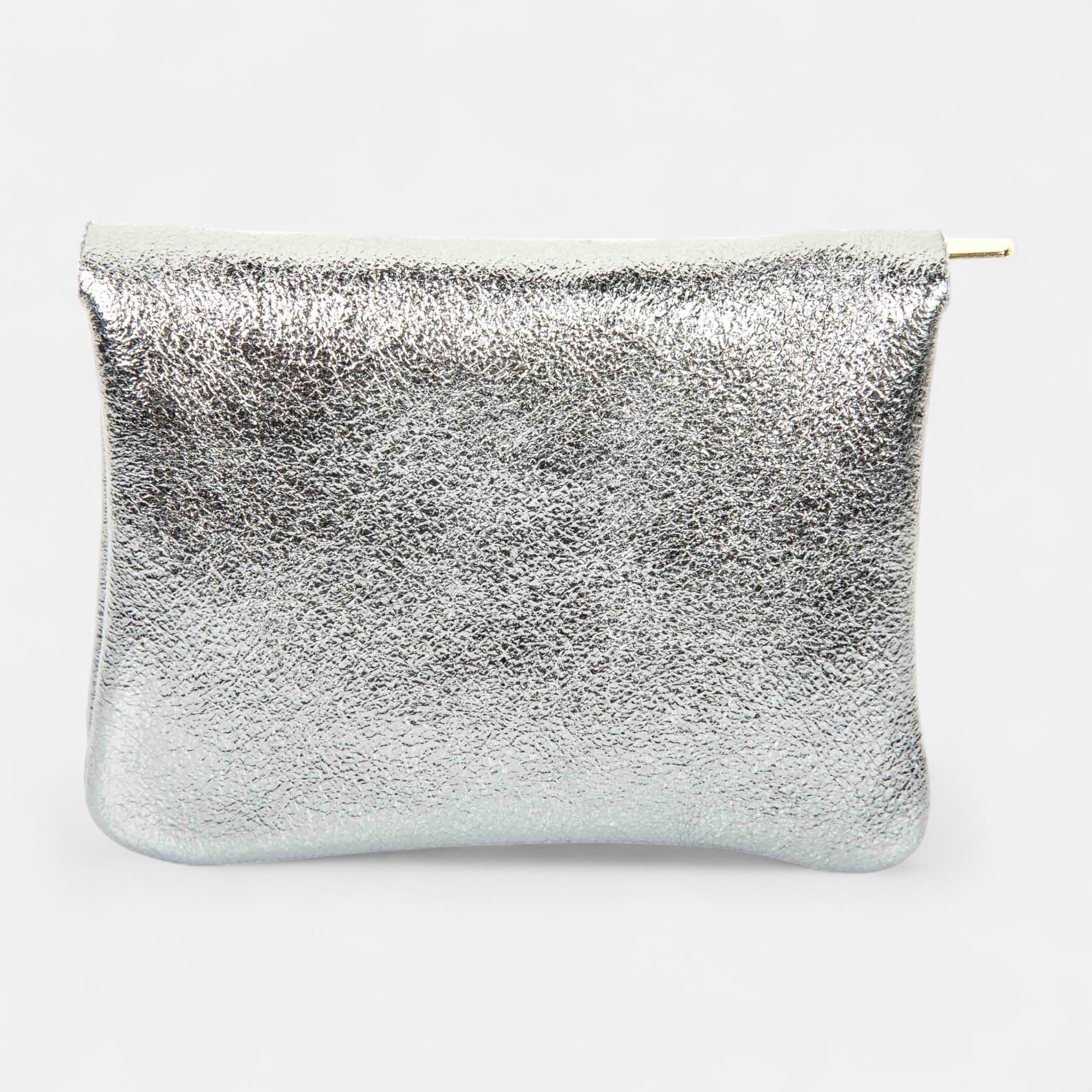 Petite maroquinerie en cuir argent