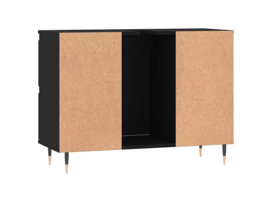 Armoire de salle de bain noir 80x33x60 cm bois d'ingénierie