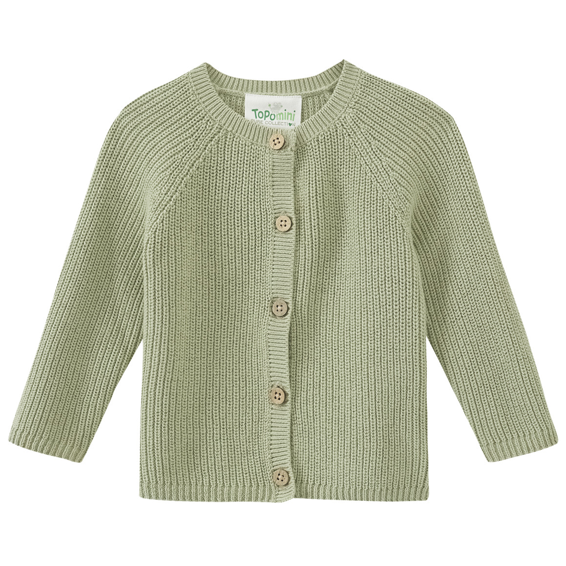 Topomini Pure Collection Newborn Strickjacke mit Knopfleiste oliv