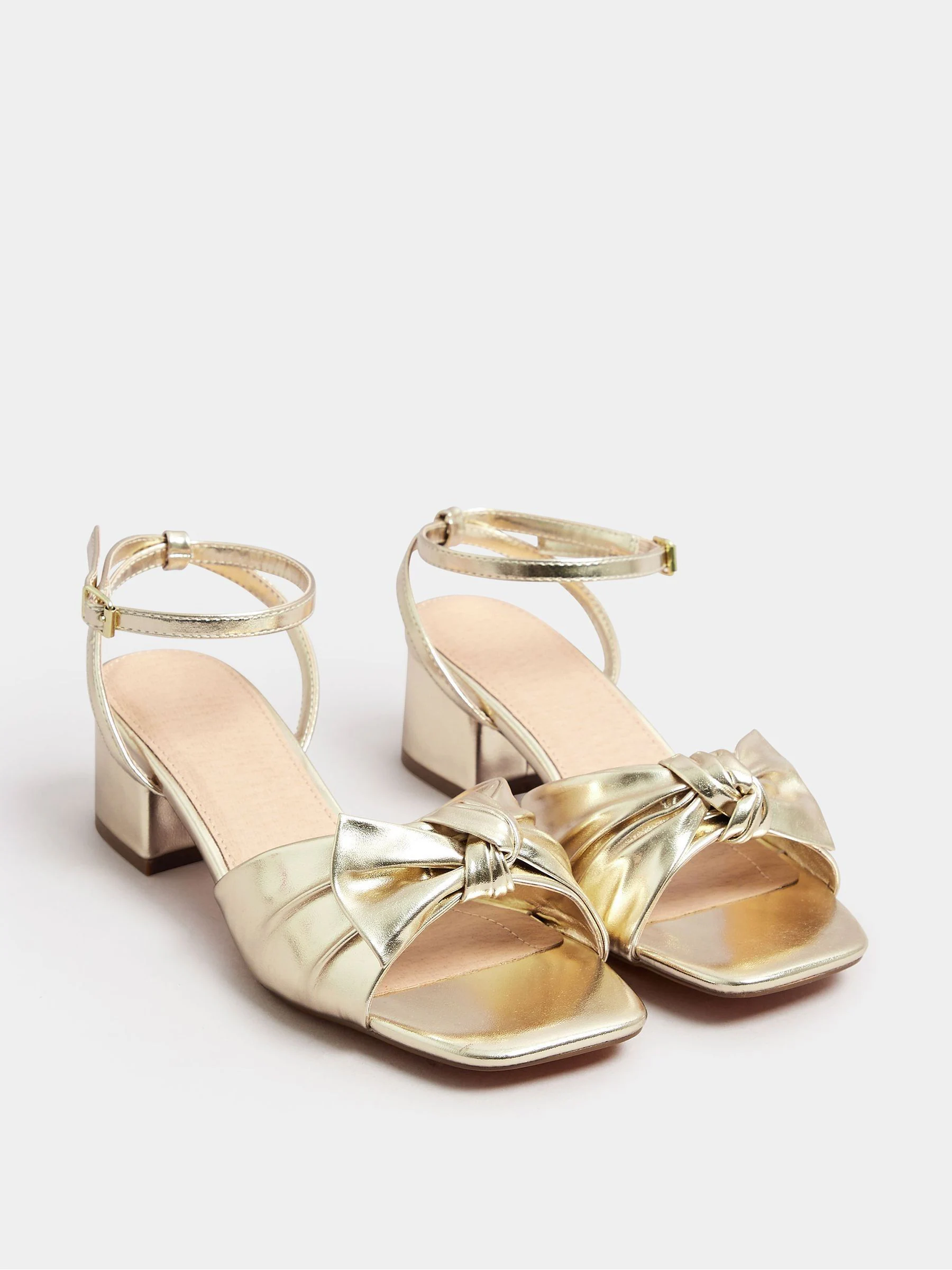 Yours Curve Wide Fit Mid Block Bow Sandals