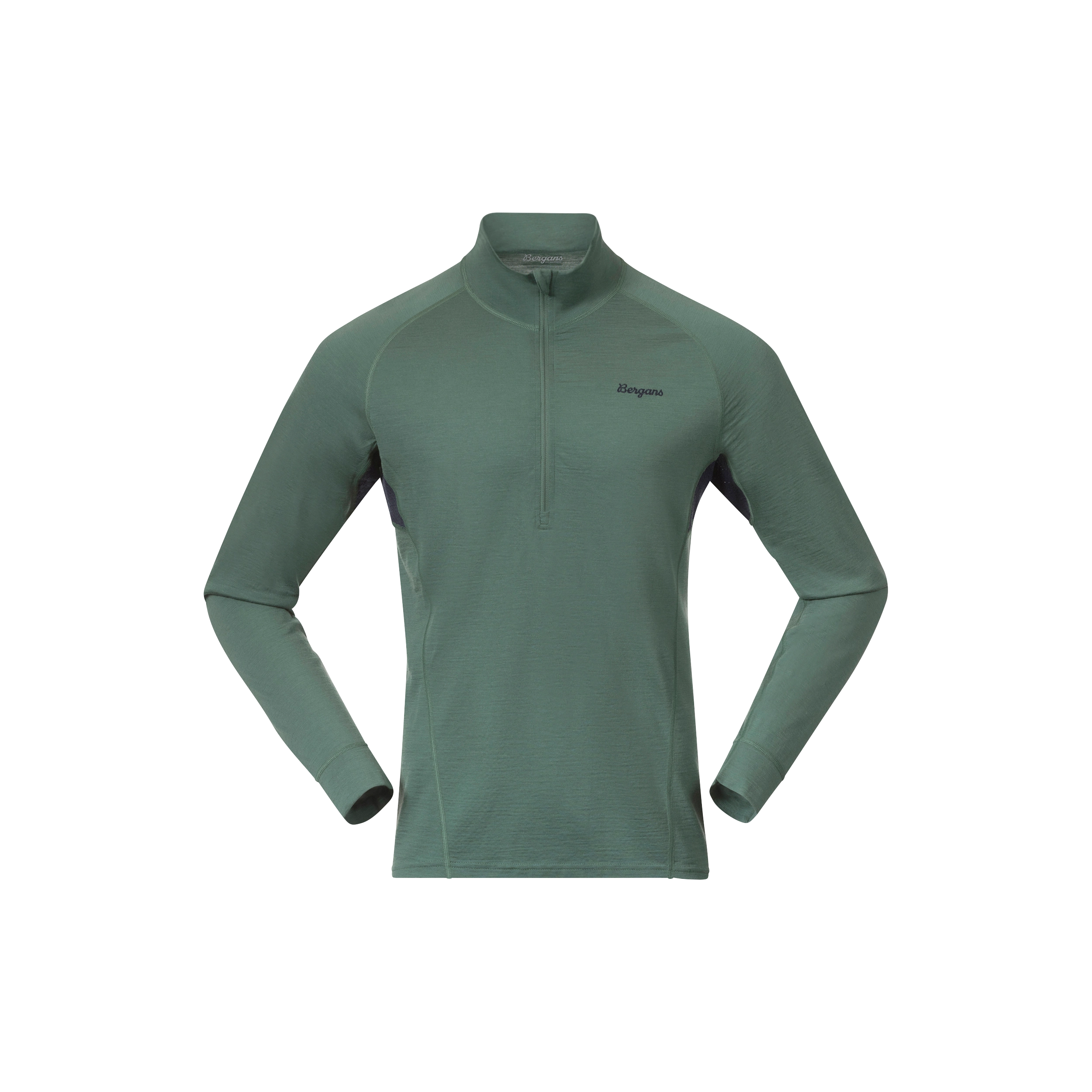 Inner:Pure Merino Half Zip Men Dark Jade Green / Navy Blue