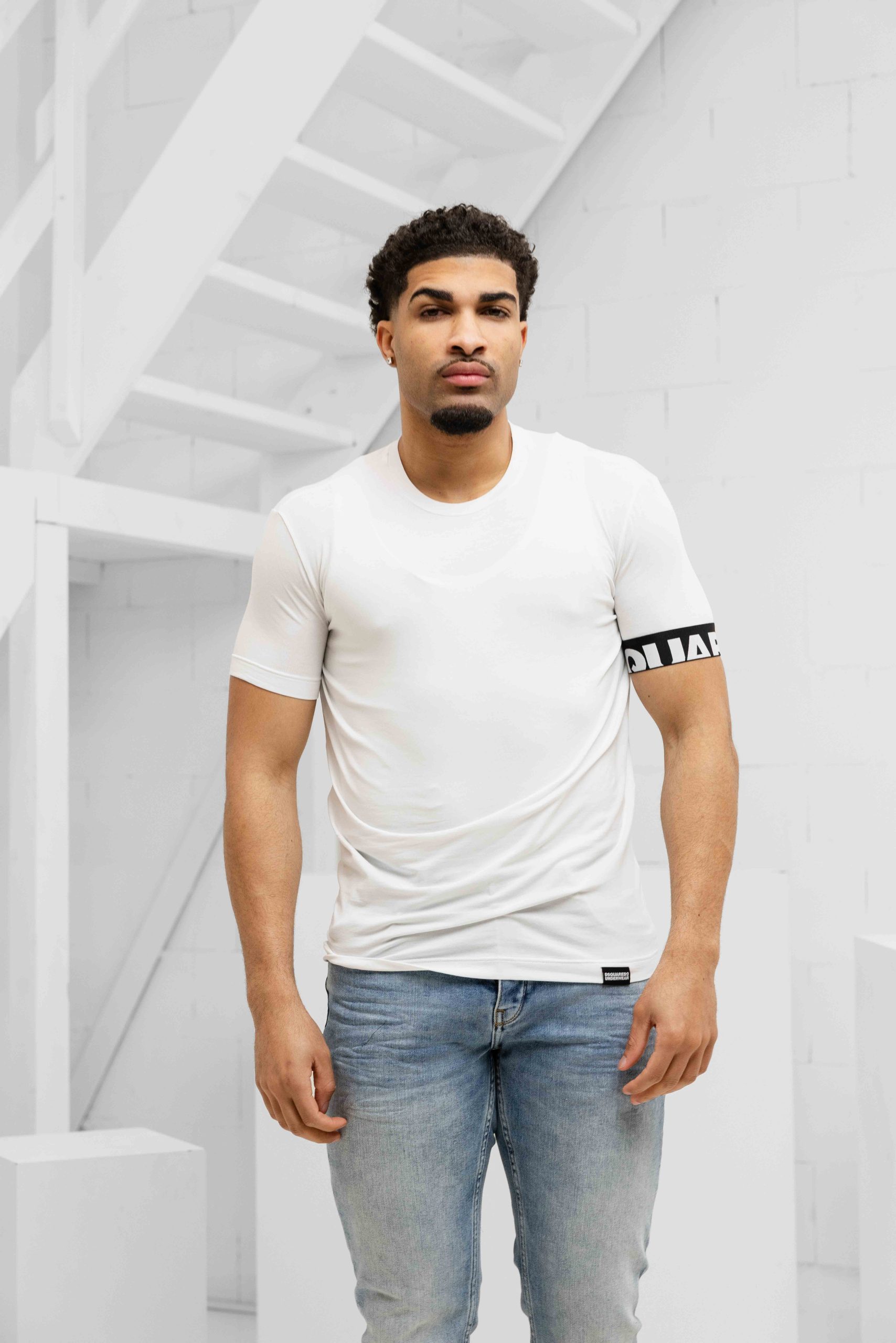 Dsquared2 Round Neck T-Shirt Heren Wit/Zwart