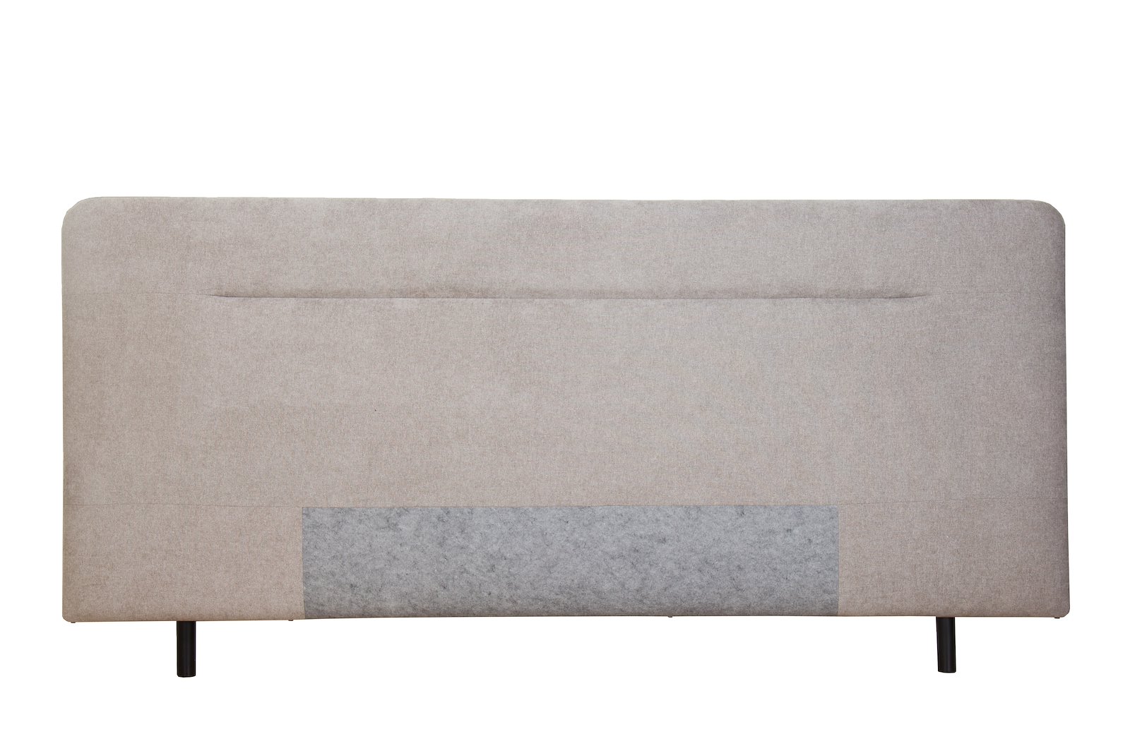60 Jubileum sengegavl 210 cm. Tekstil Storm 09 beige med sortlakkerte metallben