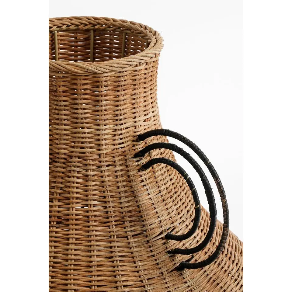 Mica Decorations Fabiola Decoratie Vaas - H43 x Ø30 cm - Rotan - Bruin