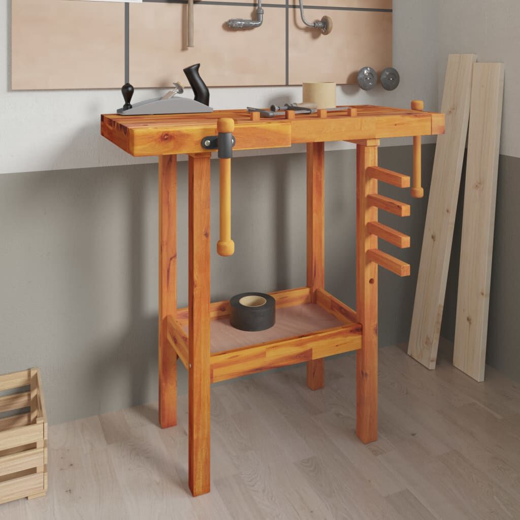 vidaXL Werktafel met bankschroeven 92x48x83 cm acaciahout
