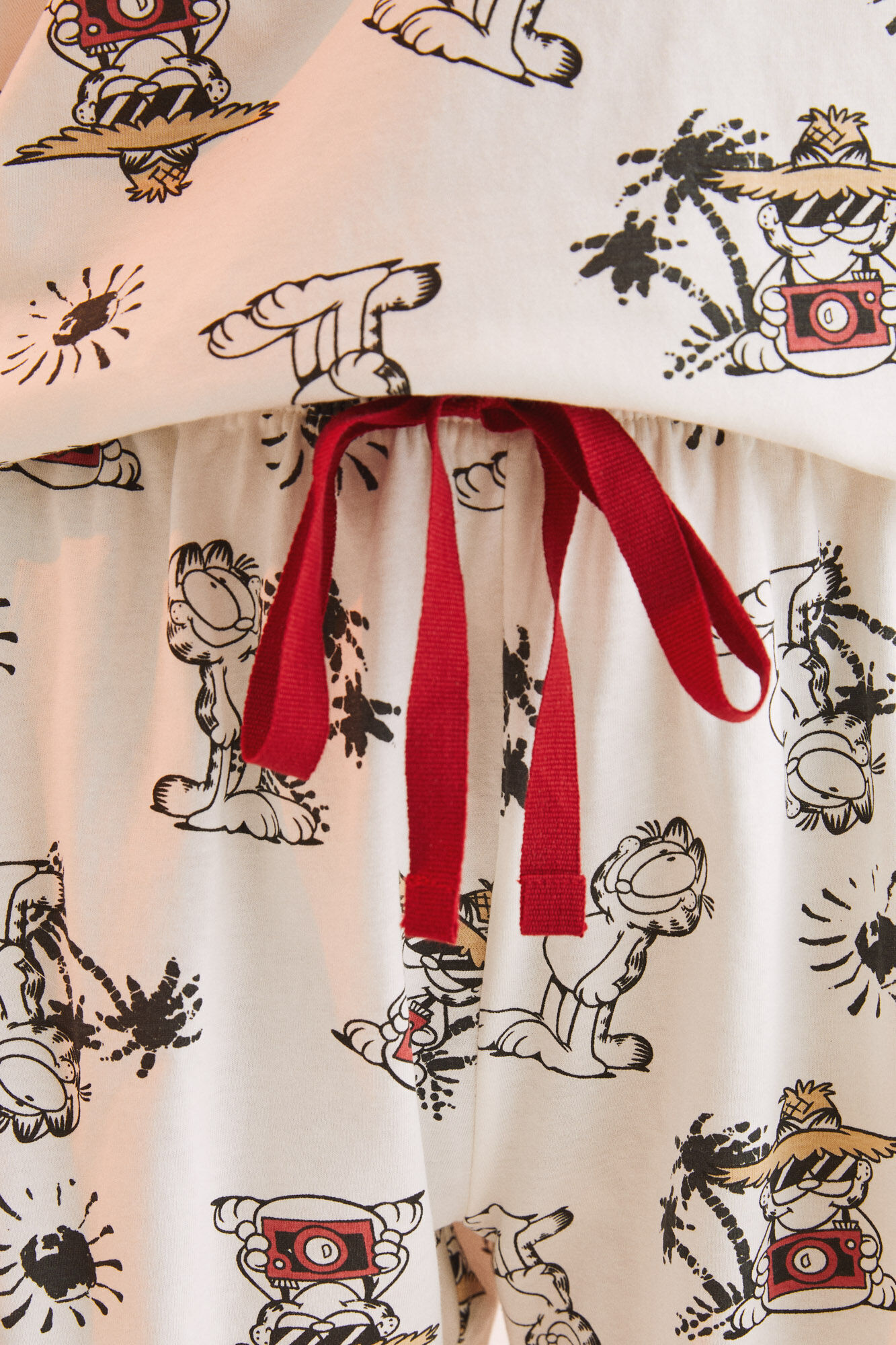 Pijama curto Garfield 100% algodão - bege