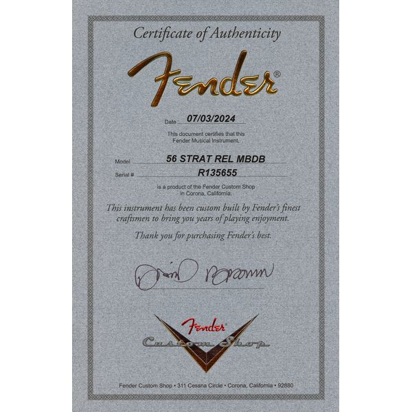 Fender 56 Strat GYW Relic MBDB