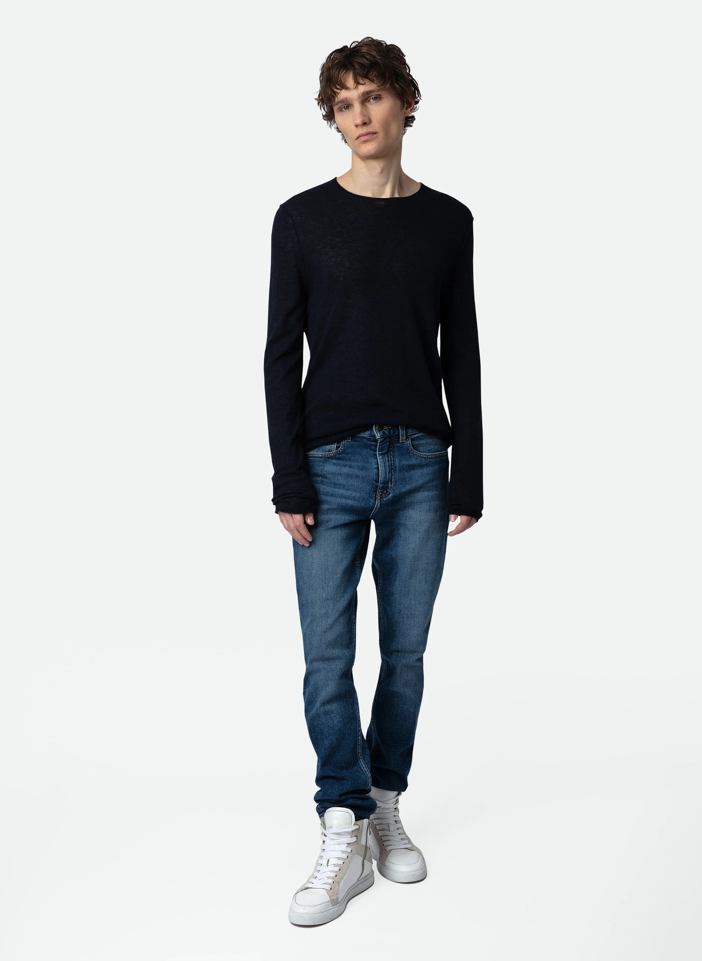 TEISS - Pull col rond en cachemire | Bleu