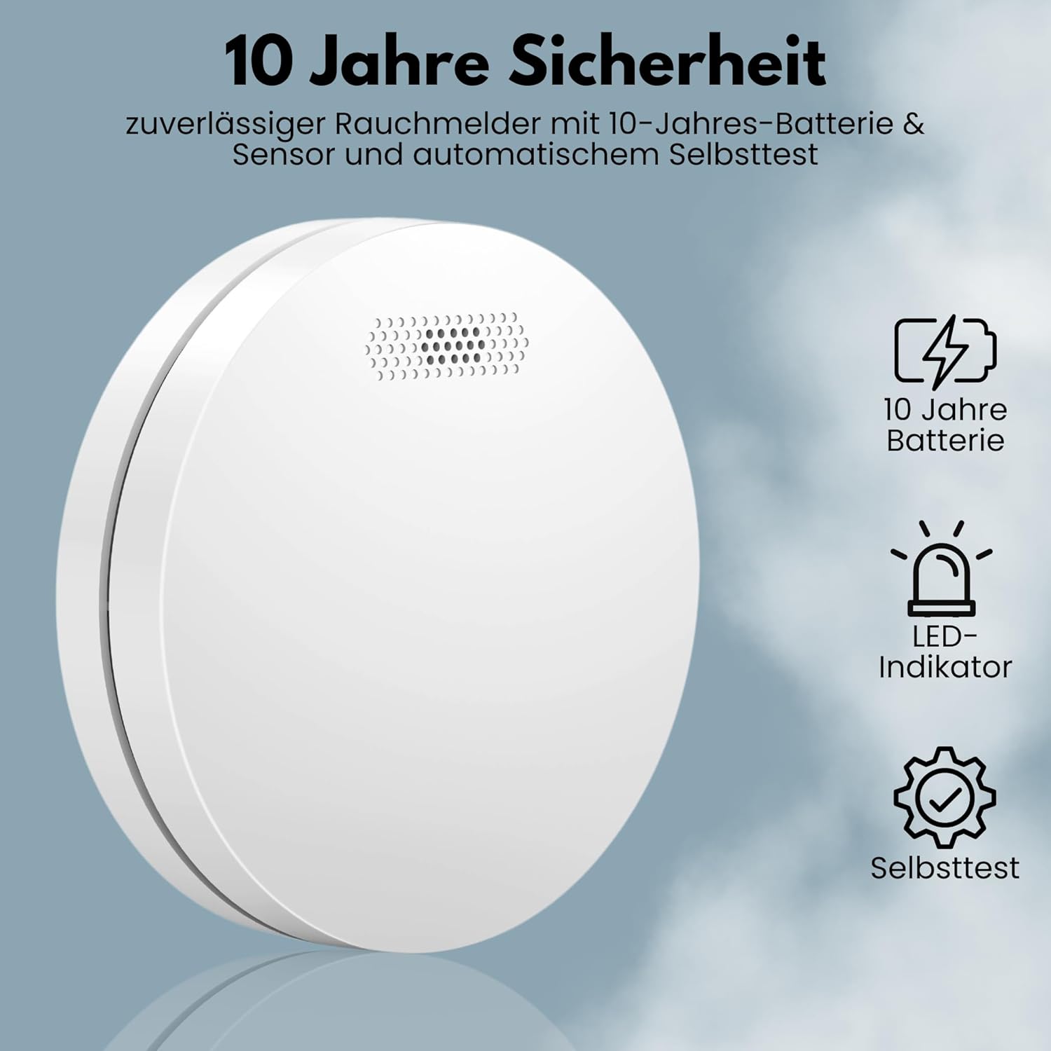 Aroha Smart Connect & Link WLAN-Rauchmelder Vernetzt - 10 Jahre Batterie - Feuermelder - Brandmelder Vernetzbar mit App Tuya & Smartlife - 5 Set
