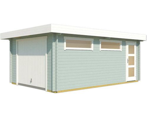 Enkele garage Outdoor Life Canberra met draaideur 360 x 540 cm gletsjergroen