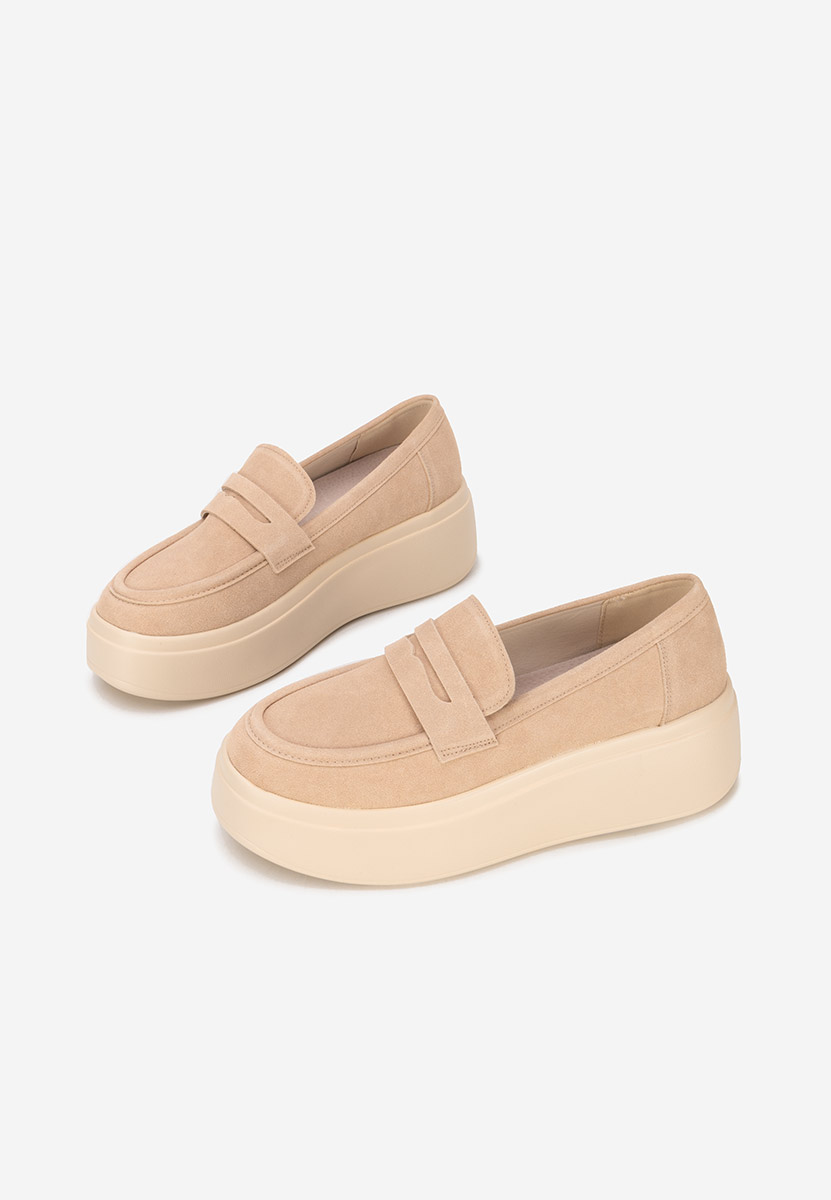 Mocassins à plateforme beige Herminia