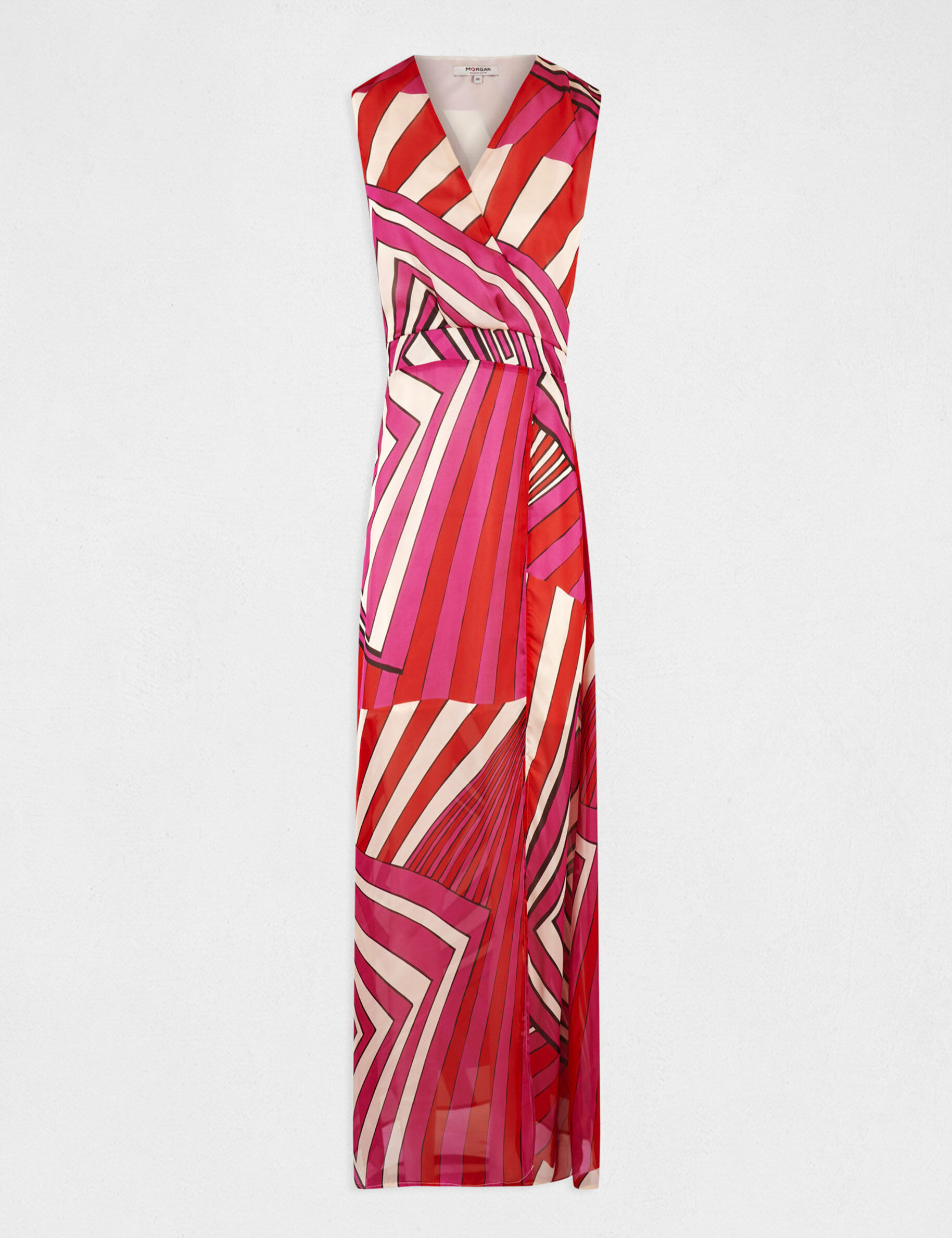 Robe longue cintrée imprimé géométrique multico femme - multico