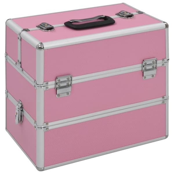 vidaXL Sminkeveske 37x24x35 cm rosa aluminium