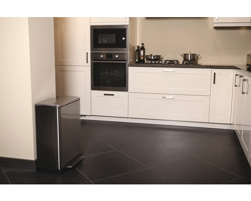 EKO E-Cube pedaalemmer, 2 compartimenten, 28 liter, 18 liter, roestvrij staal mat