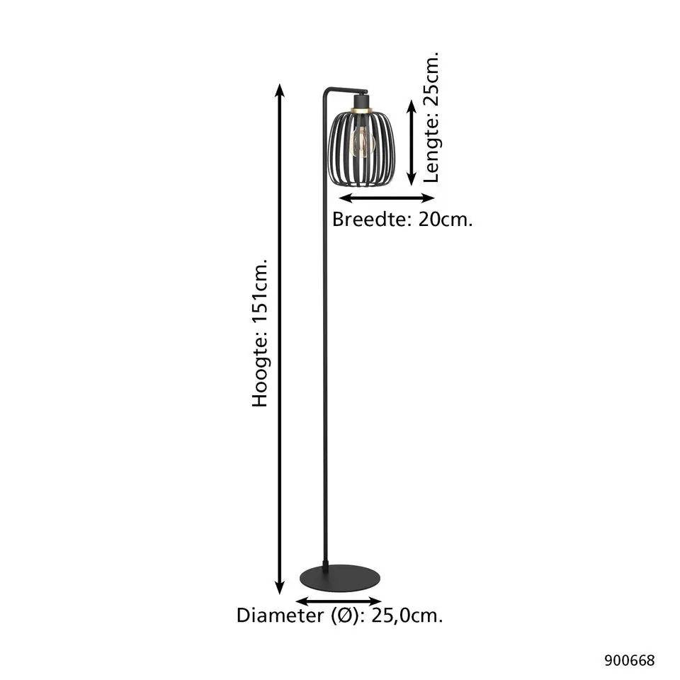 EGLO Pocicas Vloerlamp - E27 - 151 cm - Zwart/Goud