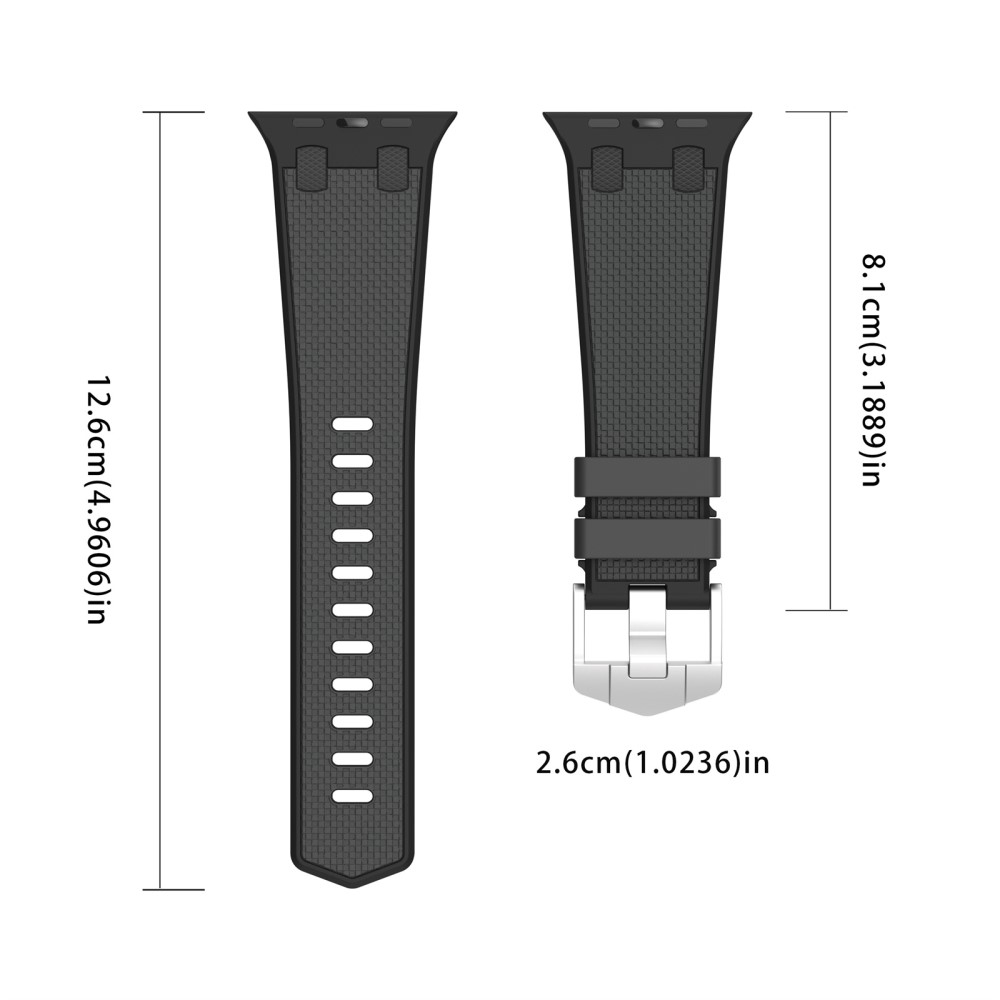 Apple Watch (49/46/45/44 mm) Ersatz Silikon Sport Armband mit Karo Streifen (Gelenkumfang: 180-230mm) - Schwarz / Grau