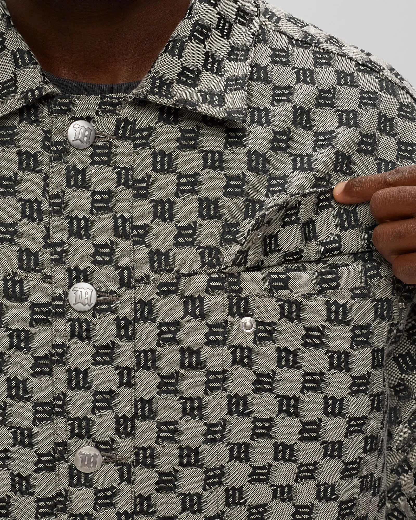 MISBHV JACQUARD CANVAS MONOGRAM TRUCKER JACKET