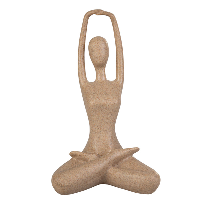 Yogafigur sitzend - braun - ca. 14 x 12 x 23,5 cm