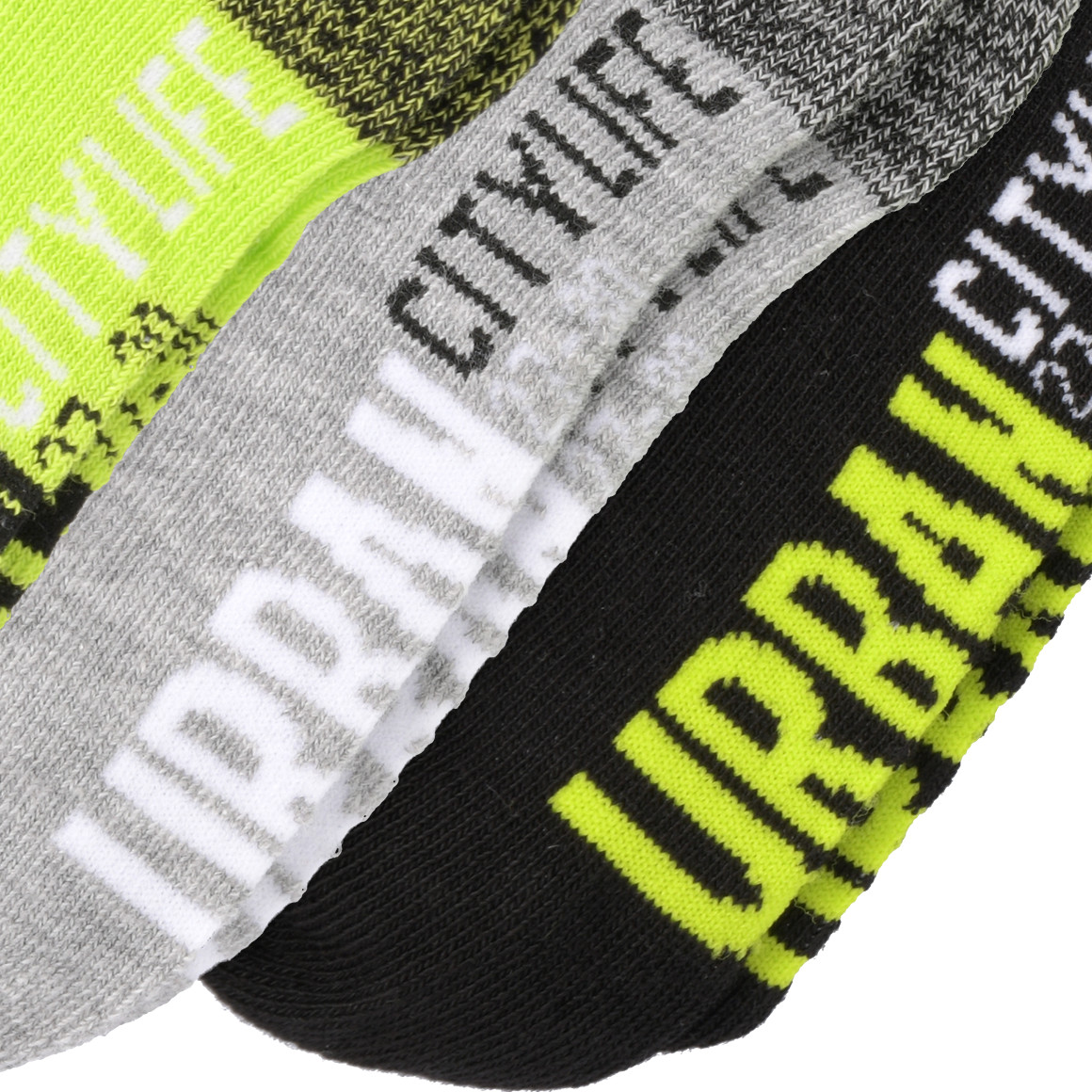 Topolino 3 Paar Jungen Sneaker-Socken im Set neongrün / hellgrau / schwarz
