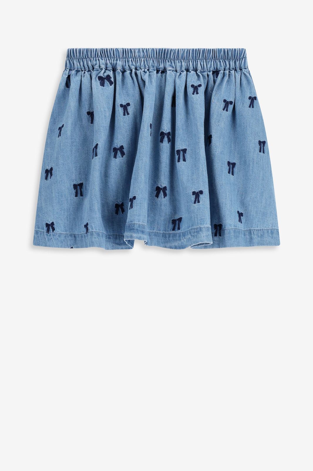 Blauwe rok met strikken embroidery