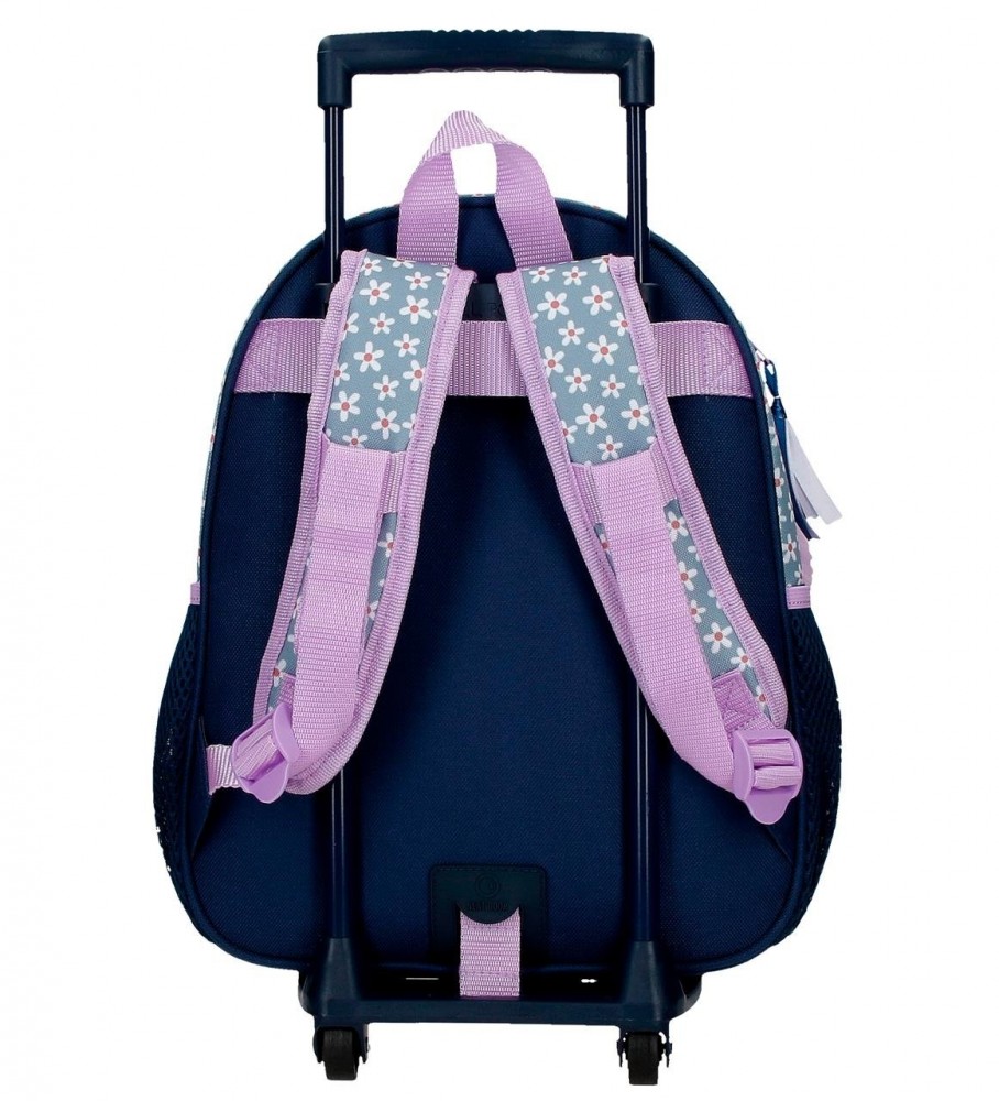 Mochila estilo Minnie da Disney com rodinhas azuis - 27x33x11cm -