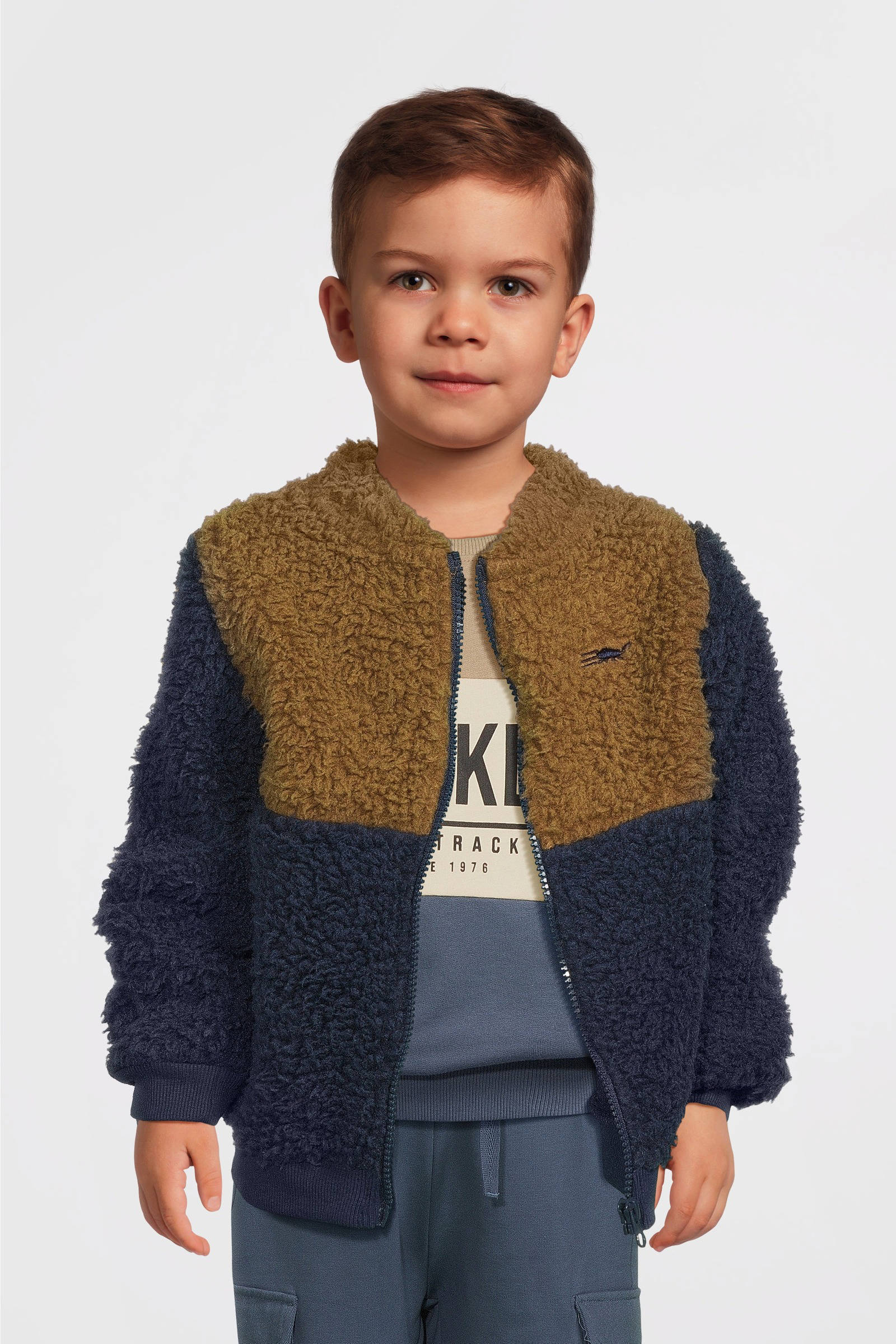 4PRESIDENT Rex teddy tussenjas bruin/blauw