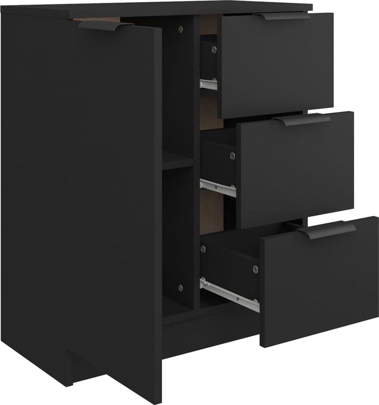 vidaXL - Dressoir - Zwart - Bewerkte Hout - 60x30x70 cm