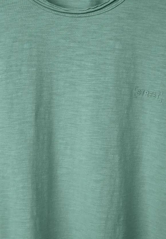 Slub T mit offenen Kanten - dust green