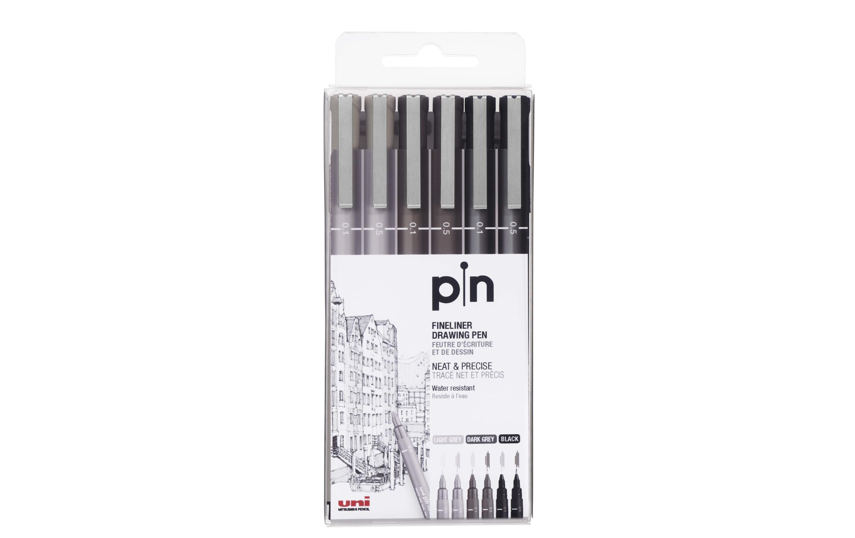 Fineliner PIN Etui, 6 StückFeinschreiber für präzises Schreiben und Zeichnen