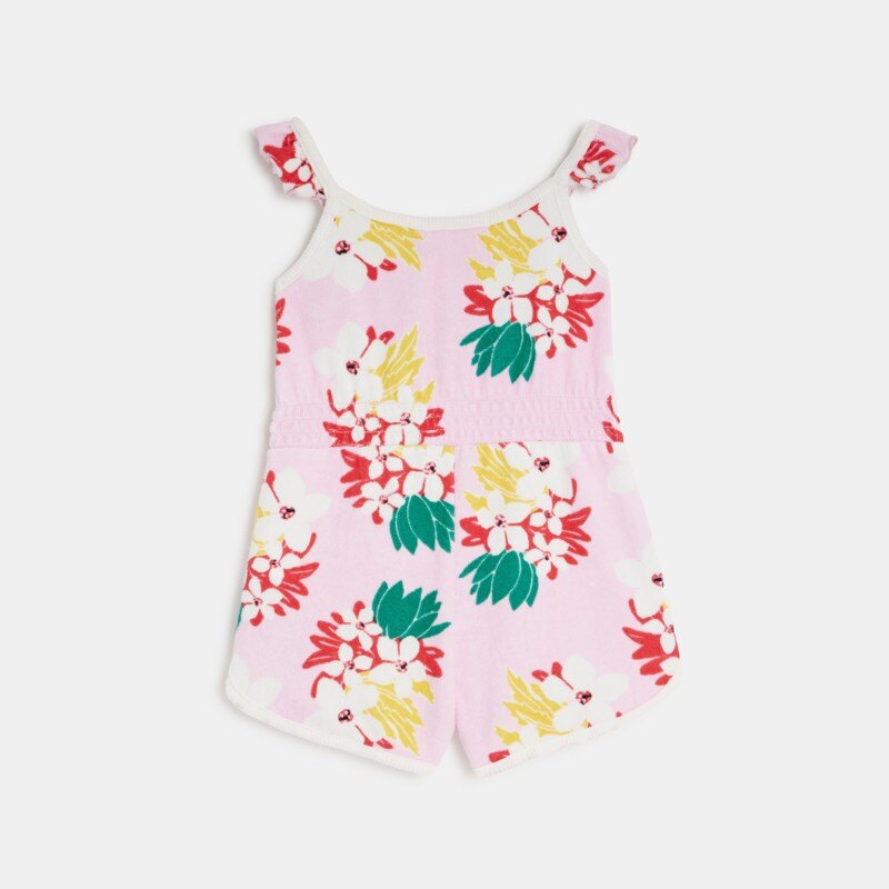 Combishort bébé fille rose fleurs exotiques Catimini Rose
