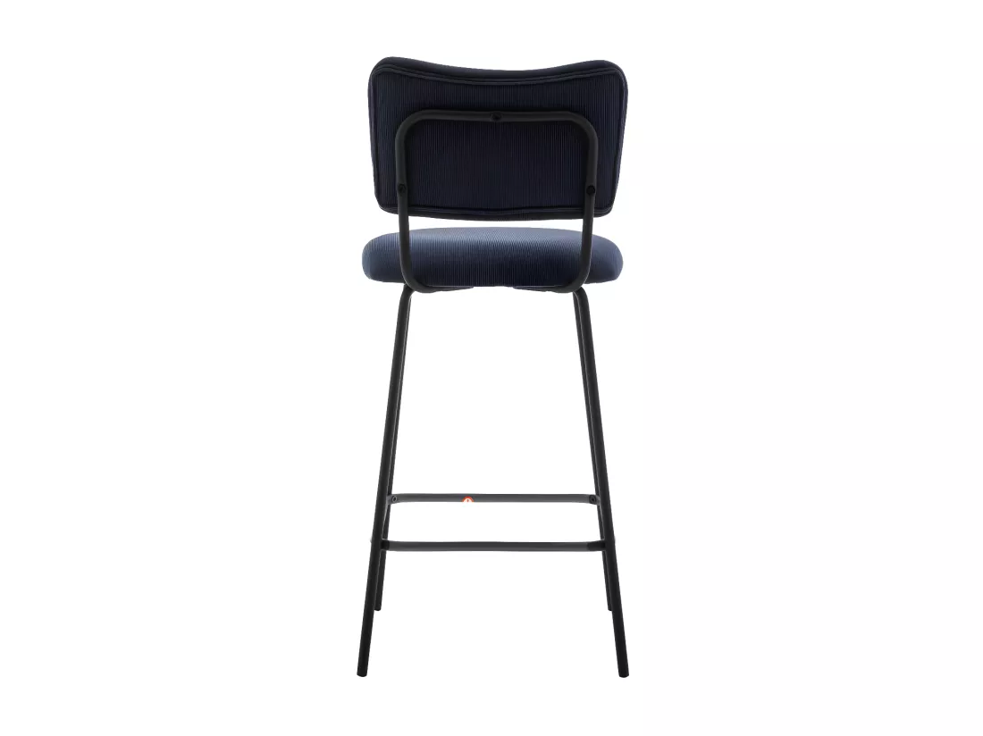 Vander - Lot de 2 chaises de bar en velours côtelé et métal H65cm - Ardoise