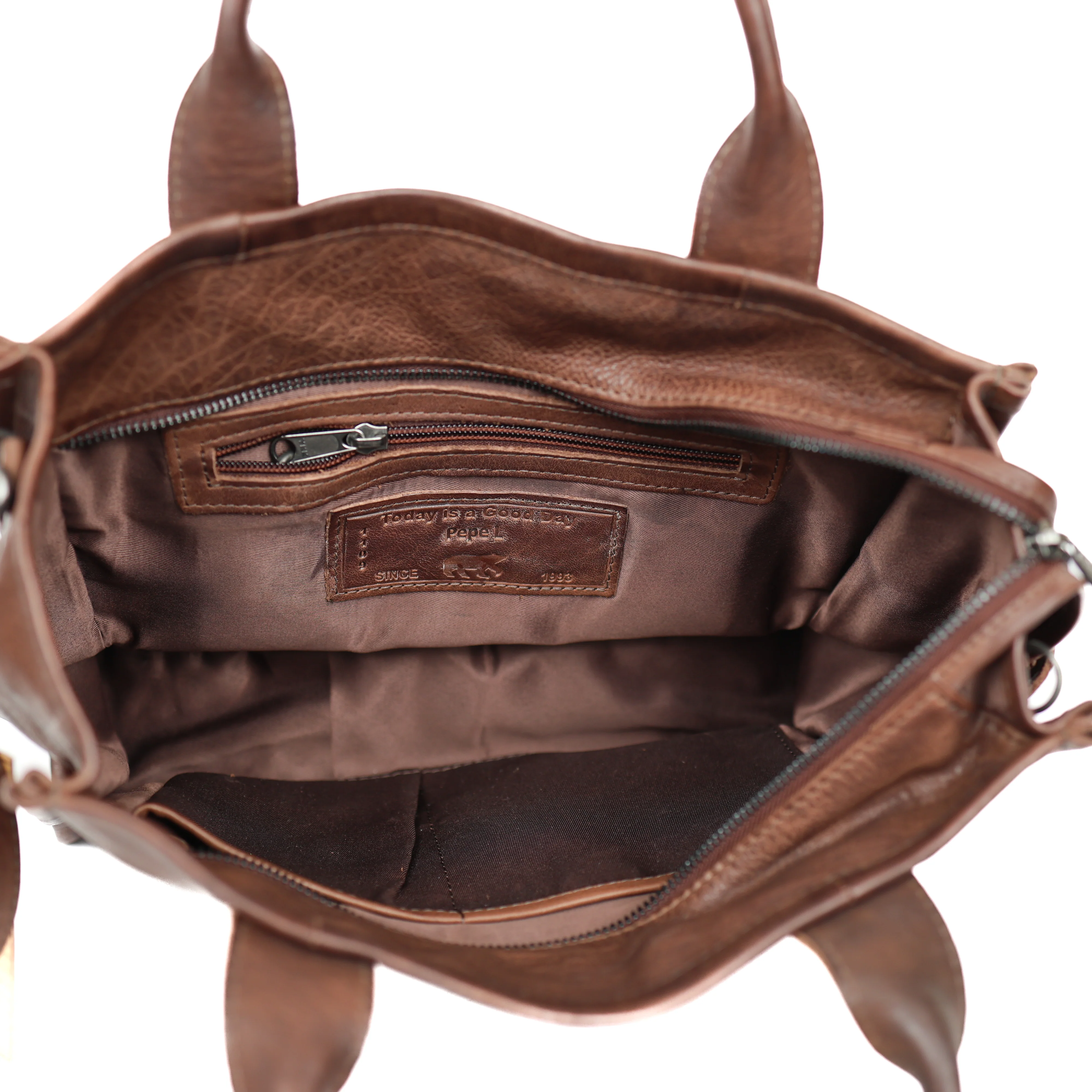 Tote bag 'Pepe' L donkerbruin Donkerbruin