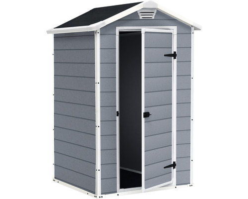 Keter Manor 4x3 kunststof tuinhuis met vloer, 129 x 103 cm, grijs