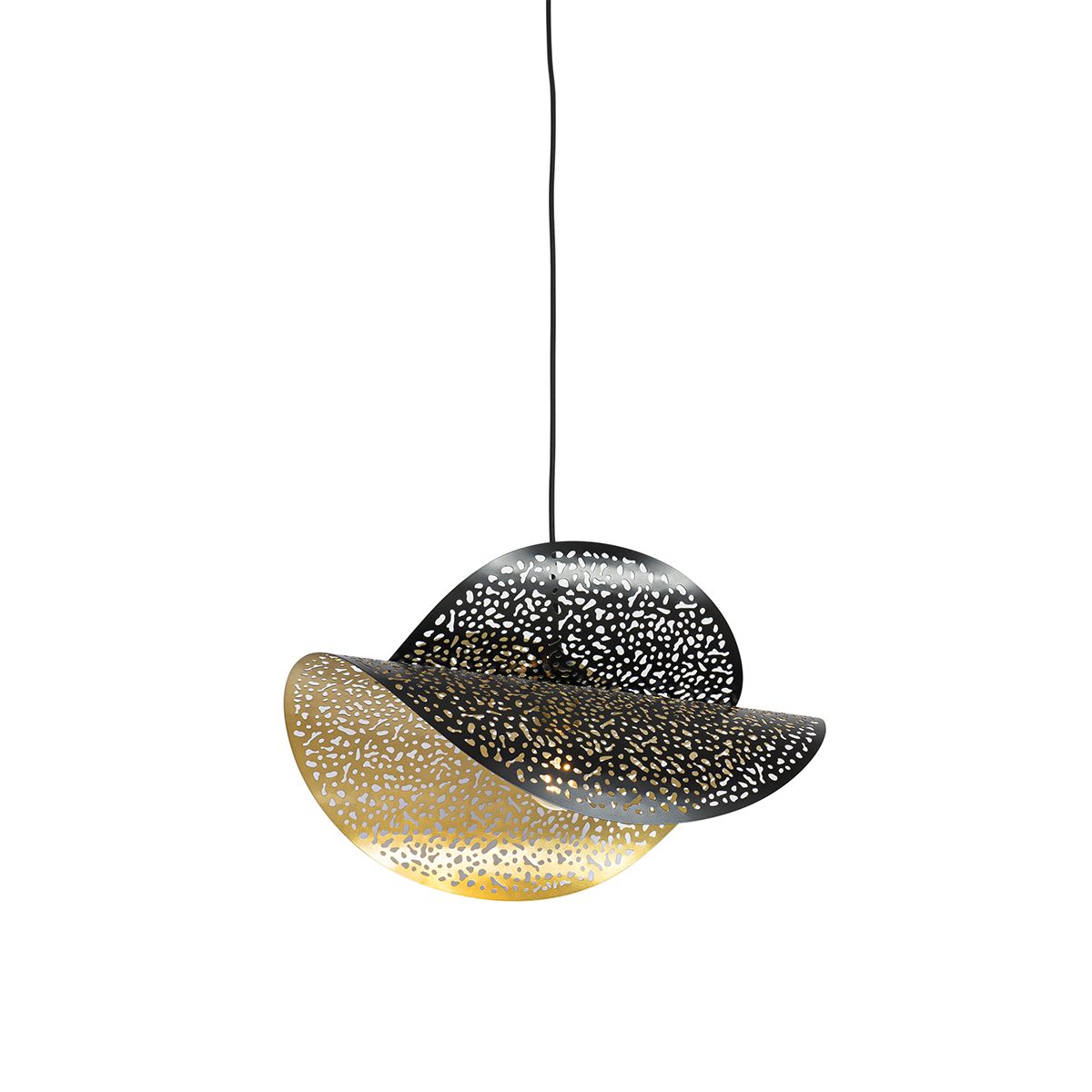 Oosterse hanglamp zwart met goud 28 cm - Japke