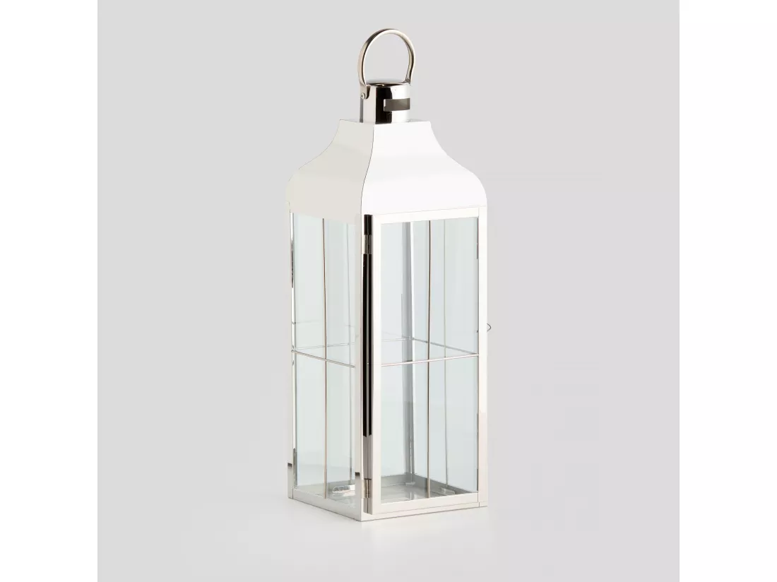 Lanterne Carloso argent moyen 55 x 19 x 20