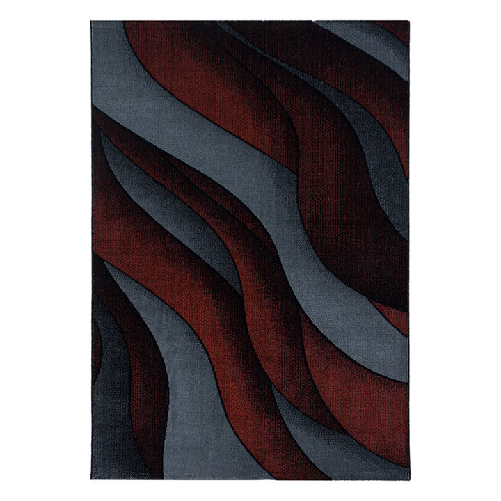 Modern vloerkleed - Streaky Waves Rood/Zwart | Modern design