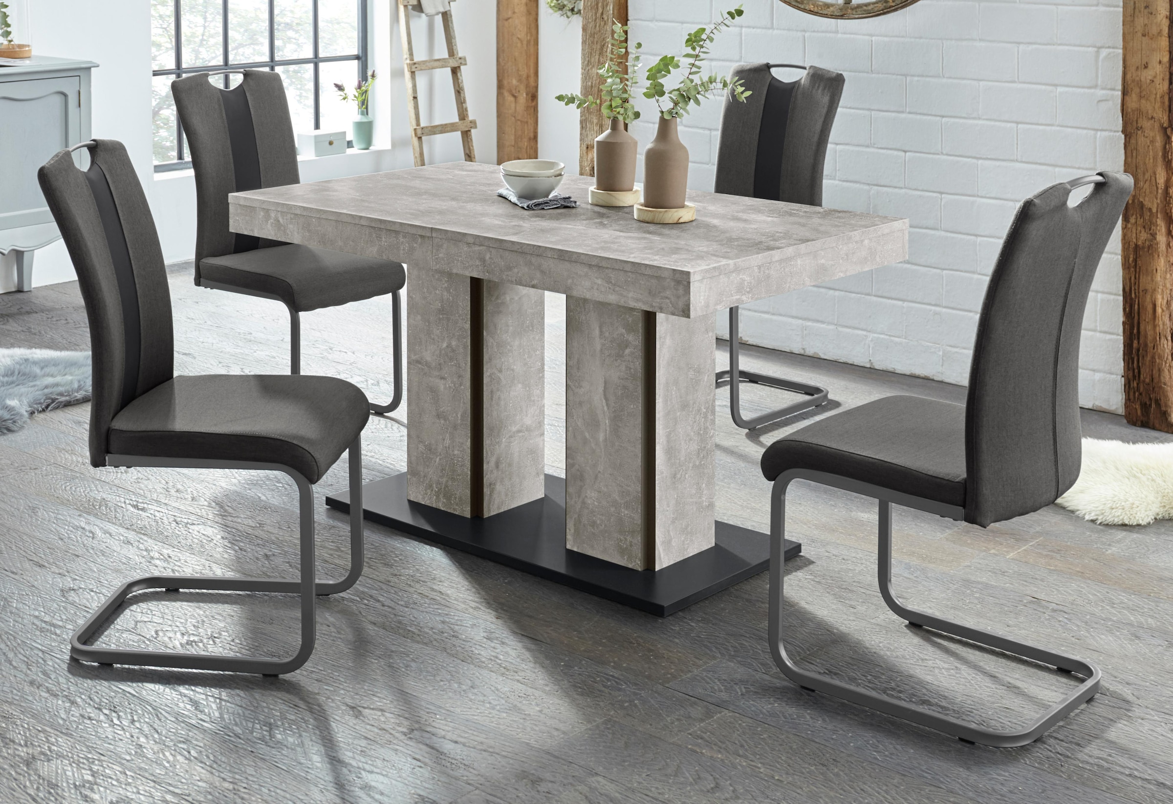 HELA Essgruppe »ROSE« Set, 5 Stk. tlg. bestehend aus einem Tisch 140-180 cm und 4 Stühlen