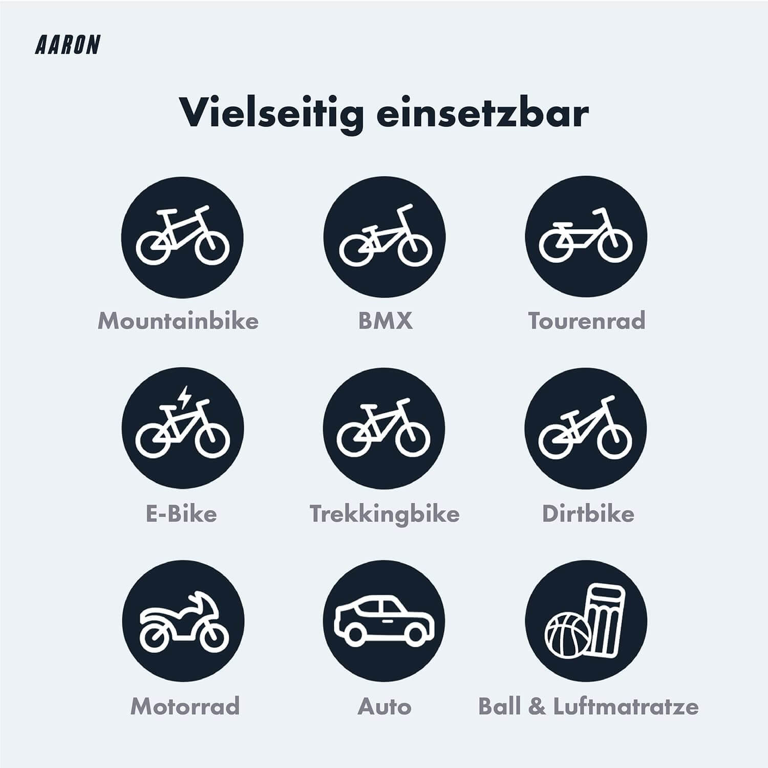 AARON Luftpumpe Sport One in Grau Fahrrad-Stand-Pumpe für alle Ventile mit Manometer