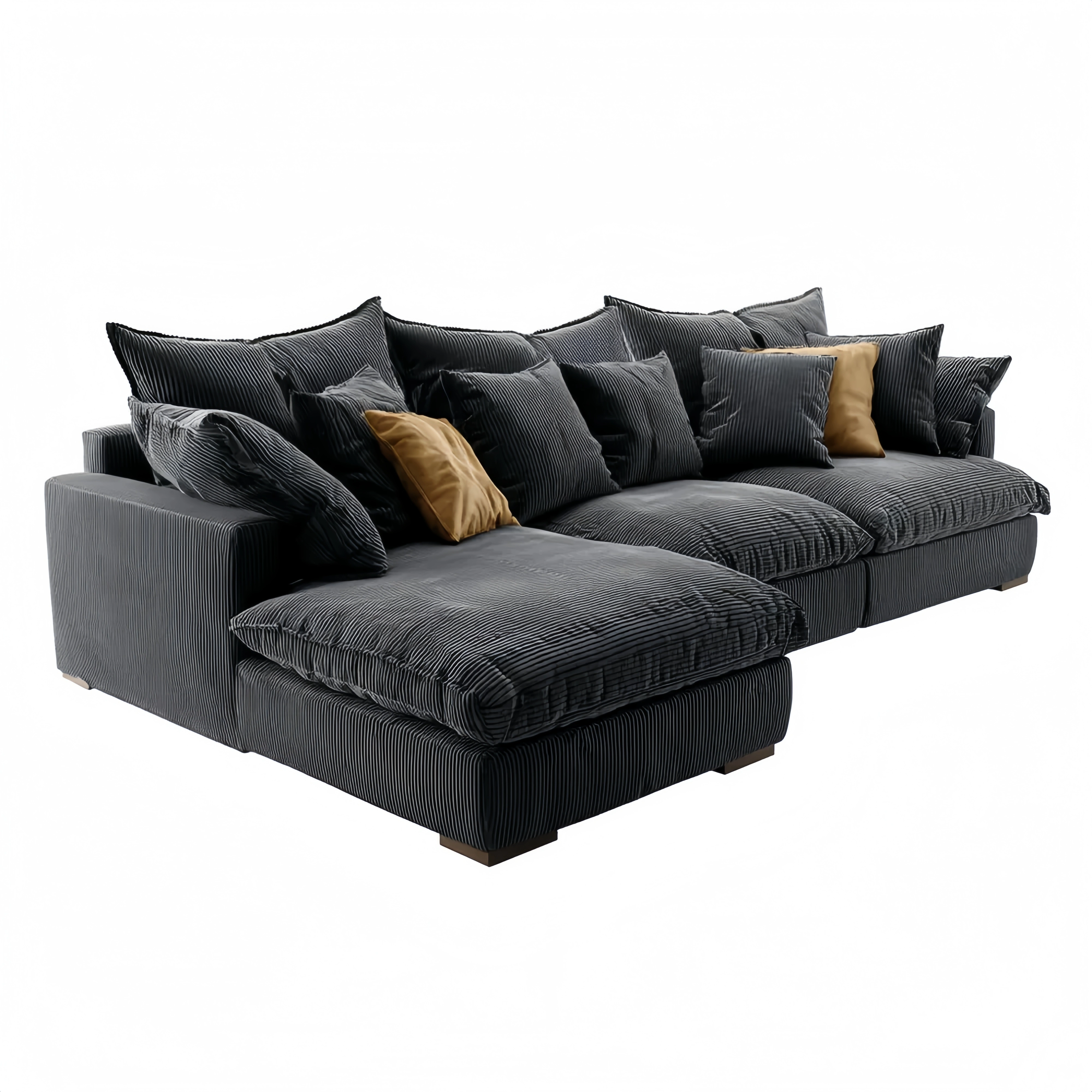 Ecksofa Samt 300x180x90 cm – Dunkelgrau – Modernes Design