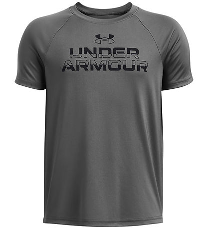 Under Armour T-Shirt - Tech Split WordMørk- Castlerock m. Sort